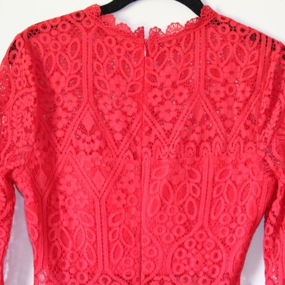 Lulus Appetite for Seduction Red Lace Long Sleeve Dress Women's Size XS H13441 - Picture 7 of 12